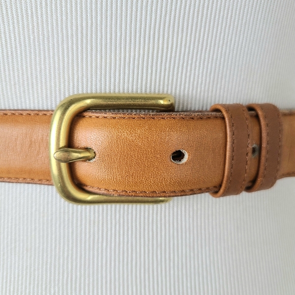 Coach British Tan Brown Cowhide Leather Brass Buckle Made in USA Vintage Belt - Picture 3 of 10